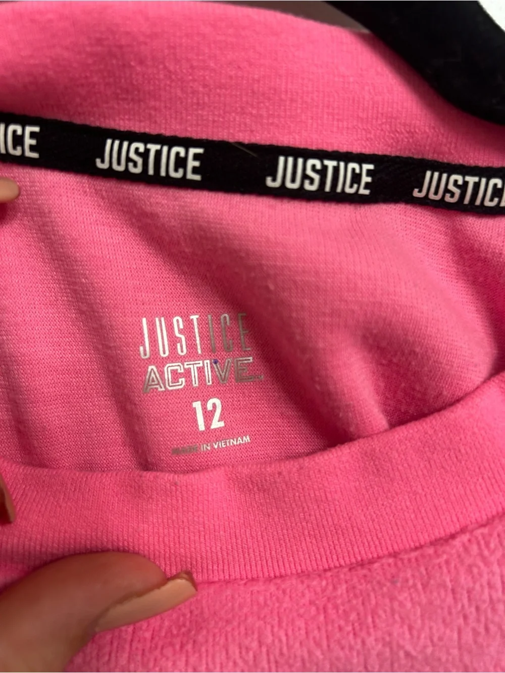 Justice Hot Pink Fleece Crewneck with Glitter Logo